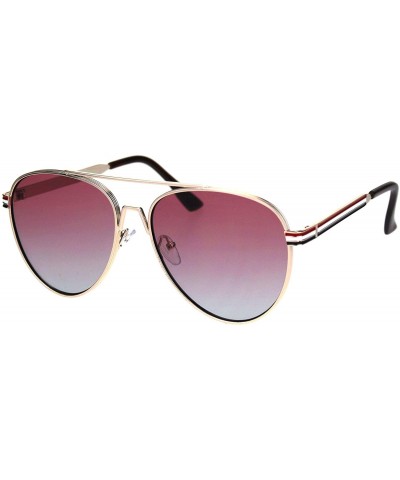 Aviator Luxury Oceanic Gradient Lens Metal Rim Officer Designer Sunglasses - Pink Blue - CH18LNMX380 $11.08