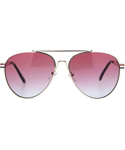 Aviator Luxury Oceanic Gradient Lens Metal Rim Officer Designer Sunglasses - Pink Blue - CH18LNMX380 $11.08