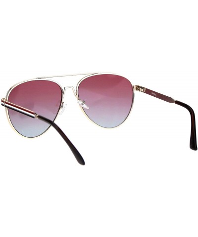 Aviator Luxury Oceanic Gradient Lens Metal Rim Officer Designer Sunglasses - Pink Blue - CH18LNMX380 $11.08