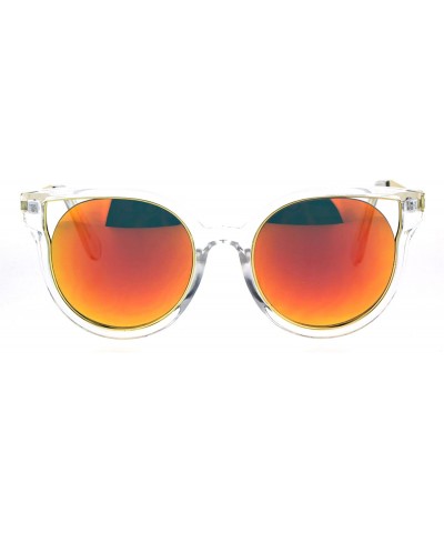 Cat Eye Womens Plastic Clear Horn Rim Cat Eye Round Retro Fashion Sunglasses - Orange - C517Z3OCR37 $19.84