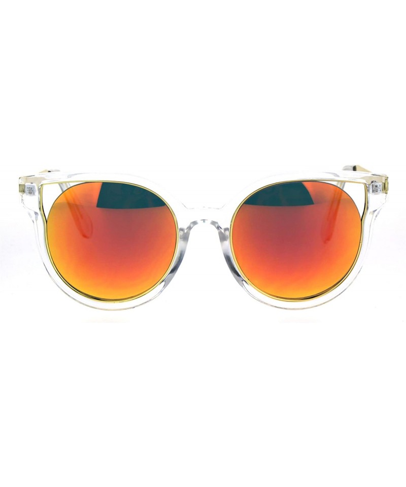 Cat Eye Womens Plastic Clear Horn Rim Cat Eye Round Retro Fashion Sunglasses - Orange - C517Z3OCR37 $12.53
