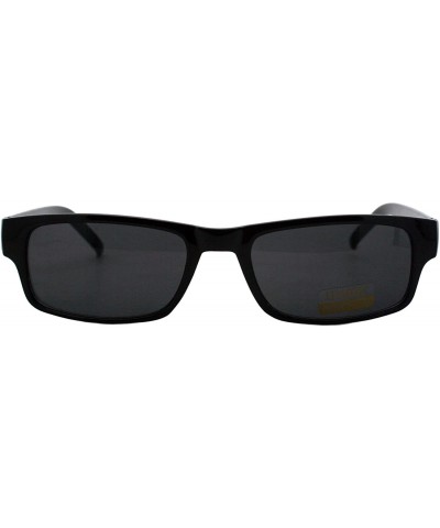 Rectangular Small Black Rectangular Frame Sunglasses Black Lens Spring Hinge UV 400 - CX185UXT90T $20.16