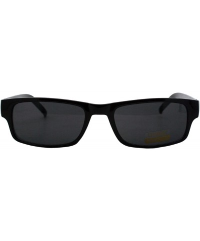 Rectangular Small Black Rectangular Frame Sunglasses Black Lens Spring Hinge UV 400 - CX185UXT90T $9.69