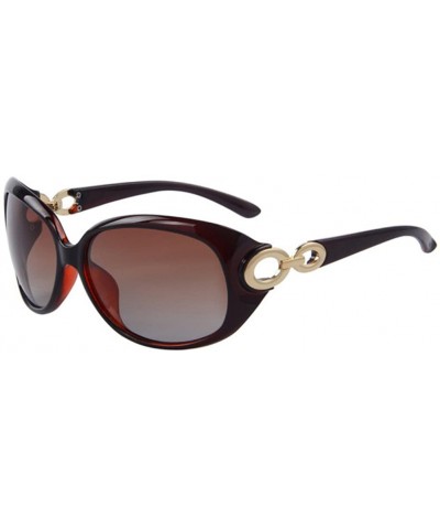 Oval Women Fashion UV400 Polarized Sunglasses Oval Glasses Eyewear - Brown - C717YYN66D6 $12.36