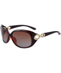 Oval Women Fashion UV400 Polarized Sunglasses Oval Glasses Eyewear - Brown - C717YYN66D6 $19.03