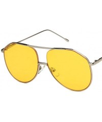 Oval Unisex Sunglasses Retro Silver Yellow Drive Holiday Oval Non-Polarized UV400 - Silver Yellow - CG18REA2HSO $12.15