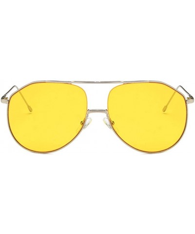 Oval Unisex Sunglasses Retro Silver Yellow Drive Holiday Oval Non-Polarized UV400 - Silver Yellow - CG18REA2HSO $12.15