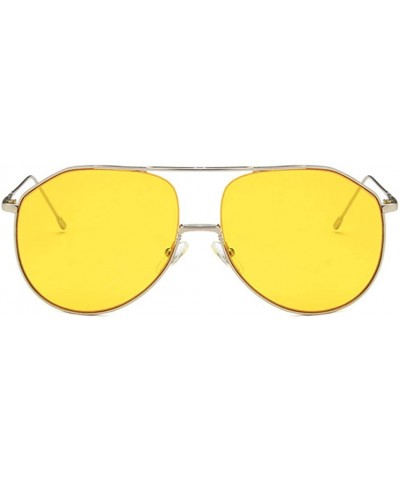 Oval Unisex Sunglasses Retro Silver Yellow Drive Holiday Oval Non-Polarized UV400 - Silver Yellow - CG18REA2HSO $12.15