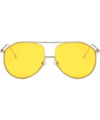 Oval Unisex Sunglasses Retro Silver Yellow Drive Holiday Oval Non-Polarized UV400 - Silver Yellow - CG18REA2HSO $12.15