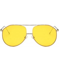 Oval Unisex Sunglasses Retro Silver Yellow Drive Holiday Oval Non-Polarized UV400 - Silver Yellow - CG18REA2HSO $12.15