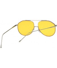 Oval Unisex Sunglasses Retro Silver Yellow Drive Holiday Oval Non-Polarized UV400 - Silver Yellow - CG18REA2HSO $12.15