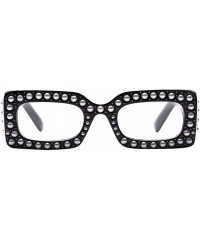 Square Oversized Luxury Bling Sunglasses Women Square Fashion Outdoor Travel Eyewear - Black Frame Clear Lens - CV198CNG0WK $...
