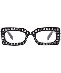 Square Oversized Luxury Bling Sunglasses Women Square Fashion Outdoor Travel Eyewear - Black Frame Clear Lens - CV198CNG0WK $...