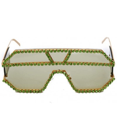 Square Fashion Square Diamond Sunglasses Personality Luxury Metal Frame Rhinestone Glasses - 8 - C2190EX7Q62 $64.74
