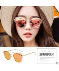 Cat Eye Cat Eye Women Sunglasses Women Brand Design Mirror Flat Rose Gold Vintage 1 - 6 - CS18XGDLU0L $7.47