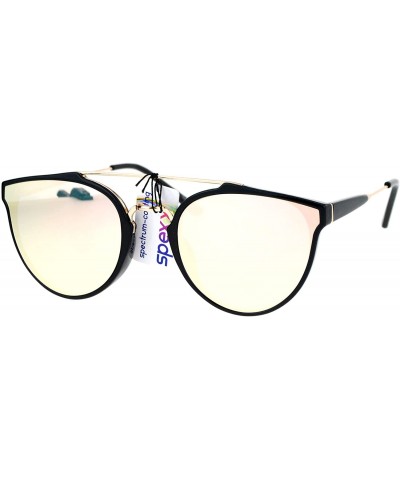 Butterfly Womens Designer Fashion Sunglasses Wing Frame Double Metal Bridge UV 400 - Black (Pink Mirror) - CX186OTSZQ6 $22.78