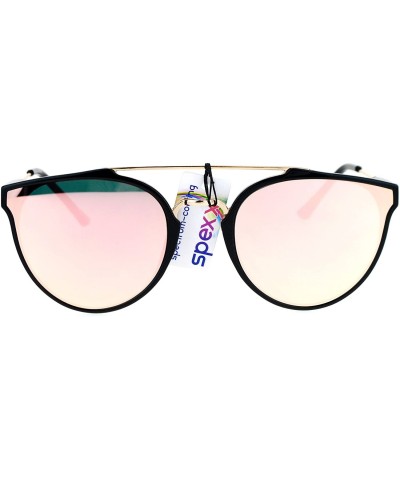 Butterfly Womens Designer Fashion Sunglasses Wing Frame Double Metal Bridge UV 400 - Black (Pink Mirror) - CX186OTSZQ6 $11.08