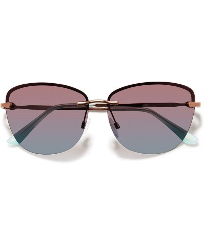 Rectangular "Highlight" Designer Sunglasses - Turqoise/Blue - CF18SKM0HDU $41.82