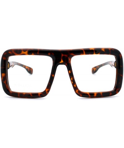 Rectangular Runway Heavy Plastic Frame Rectangular Geeky Optical Eye Glasses - Tortoise - CJ11YSKSJET $23.80