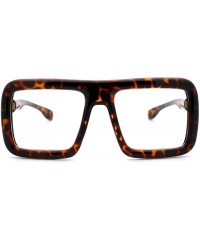 Rectangular Runway Heavy Plastic Frame Rectangular Geeky Optical Eye Glasses - Tortoise - CJ11YSKSJET $9.52