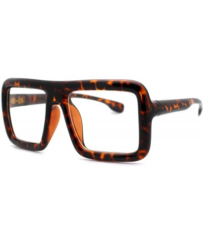 Rectangular Runway Heavy Plastic Frame Rectangular Geeky Optical Eye Glasses - Tortoise - CJ11YSKSJET $9.52