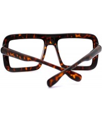 Rectangular Runway Heavy Plastic Frame Rectangular Geeky Optical Eye Glasses - Tortoise - CJ11YSKSJET $9.52