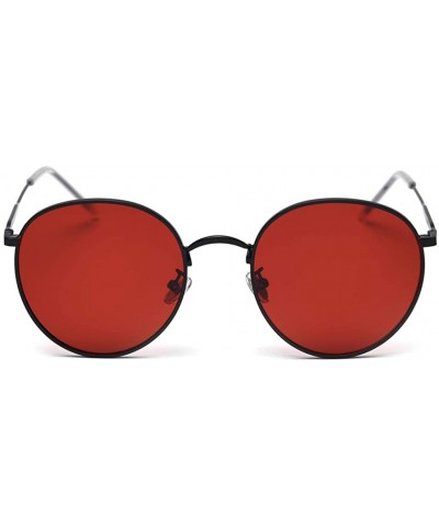 Round Metal Round Sunglasses Women Polarized Retro Sun Glasses for Men Driving Eyewear - Black With Red - CV18X4RDMGL $17.86