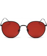 Round Metal Round Sunglasses Women Polarized Retro Sun Glasses for Men Driving Eyewear - Black With Red - CV18X4RDMGL $17.86
