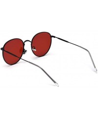 Round Metal Round Sunglasses Women Polarized Retro Sun Glasses for Men Driving Eyewear - Black With Red - CV18X4RDMGL $17.86