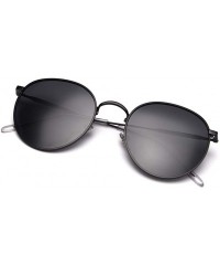 Round Metal Round Sunglasses Women Polarized Retro Sun Glasses for Men Driving Eyewear - Black With Red - CV18X4RDMGL $17.86