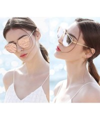 Oversized Cat Eye Mirrored Flat Lenses Polarized Metal Frame Women Sunglasses SR004 - Black Frame Transparent Lens - C418N6O7...