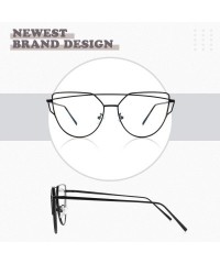 Oversized Cat Eye Mirrored Flat Lenses Polarized Metal Frame Women Sunglasses SR004 - Black Frame Transparent Lens - C418N6O7...
