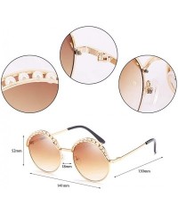 Round Fashion Round Metal Frame Sparkling Crystal Sunglasses UV Protection Eyewear Oversized - Tea - CY198G3X60R $11.24