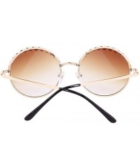 Round Fashion Round Metal Frame Sparkling Crystal Sunglasses UV Protection Eyewear Oversized - Tea - CY198G3X60R $11.24