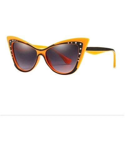 Butterfly 2019 Retro Women Cat Sunglasses Fashion Oversized Exaggeration Diamond Butterfly Party Sunglasses - C818NHMOZUA $21.34