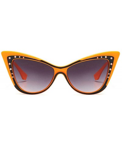 Butterfly 2019 Retro Women Cat Sunglasses Fashion Oversized Exaggeration Diamond Butterfly Party Sunglasses - C818NHMOZUA $10.09