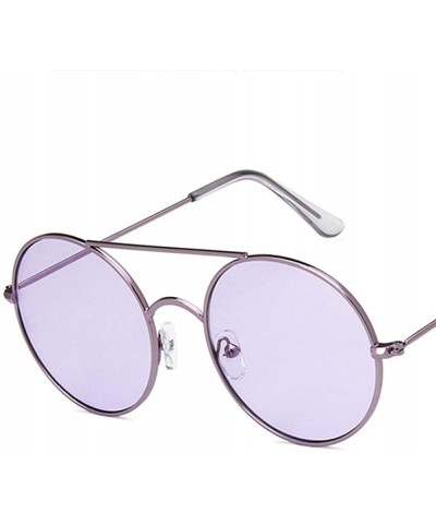 Round Unisex Sunglasses Retro Gold Brown Drive Holiday Round Non-Polarized UV400 - Purple - CA18RKH28SH $9.04