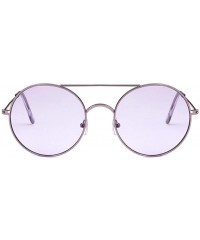 Round Unisex Sunglasses Retro Gold Brown Drive Holiday Round Non-Polarized UV400 - Purple - CA18RKH28SH $9.04