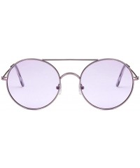 Round Unisex Sunglasses Retro Gold Brown Drive Holiday Round Non-Polarized UV400 - Purple - CA18RKH28SH $9.04