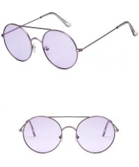 Round Unisex Sunglasses Retro Gold Brown Drive Holiday Round Non-Polarized UV400 - Purple - CA18RKH28SH $9.04