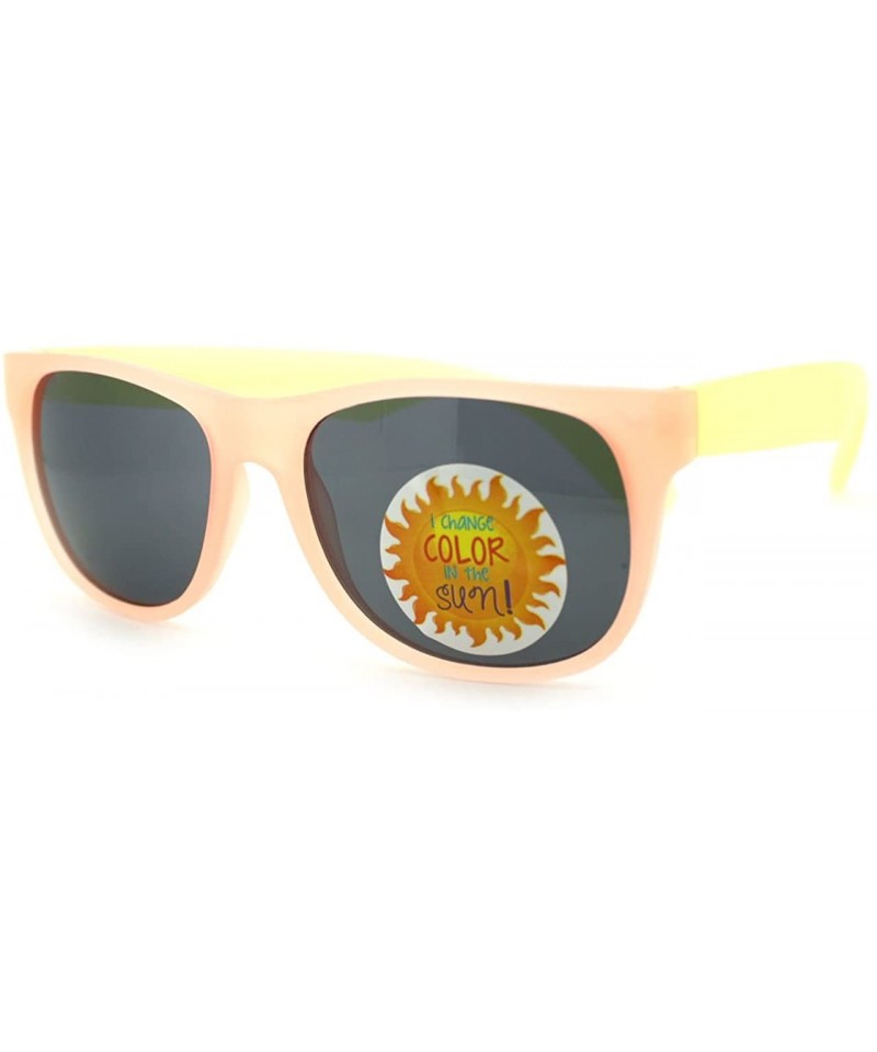 Wayfarer Black Lens Photochromic Frame Matte Sport Horn Rim Sunglasses - Peach Yellow - CL11YAXMMWD $9.39