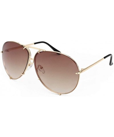 Oval Sunglasses Women Retro Classic Brand Designer Oval Sunglasses Coating Mirror Lens Shades - Brow Gradient - CP198O64GEI $...