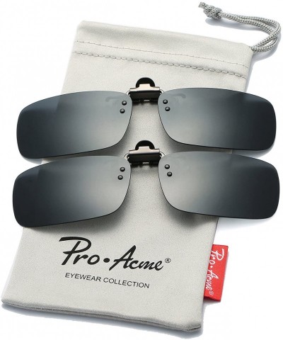 Oversized Polarized Clip on Sunglasses Unisex Frameless Rectangle Lens (2-Pack) - Black + Black - CR18ET7ELUY $13.52