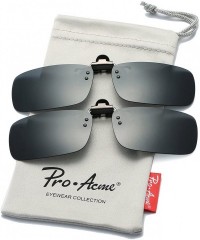 Oversized Polarized Clip on Sunglasses Unisex Frameless Rectangle Lens (2-Pack) - Black + Black - CR18ET7ELUY $27.05