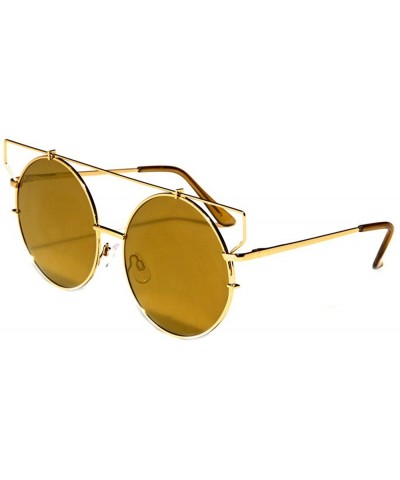 Round Women Oversize Round Flat Lens Mirrored Sunglasses - Silver / Aqua - CG17YTNME5L $11.38