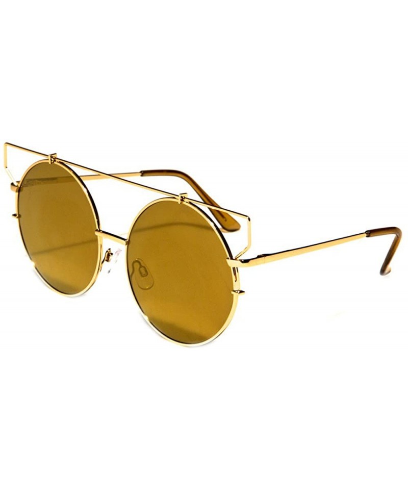 Round Women Oversize Round Flat Lens Mirrored Sunglasses - Silver / Aqua - CG17YTNME5L $11.38