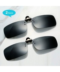 Oversized Polarized Clip on Sunglasses Unisex Frameless Rectangle Lens (2-Pack) - Black + Black - CR18ET7ELUY $13.52