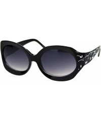 Square Womens Foliage Bling Foil Engraving Thick Plastic Oval Sunglasses - Black Smoke - CX18SYNLCKH $10.98