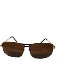 Rectangular Elegant Polarized Rectangular Metal Frame Aviator Sunglasses- Free Carrying Case - Gold - CY184YYNYW4 $17.01