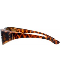 Oval Womens Fit Over Glasses Polarized Sunglasses Oval Rhinestone Frame Tort - Brown - CO12JZOH3E9 $15.48